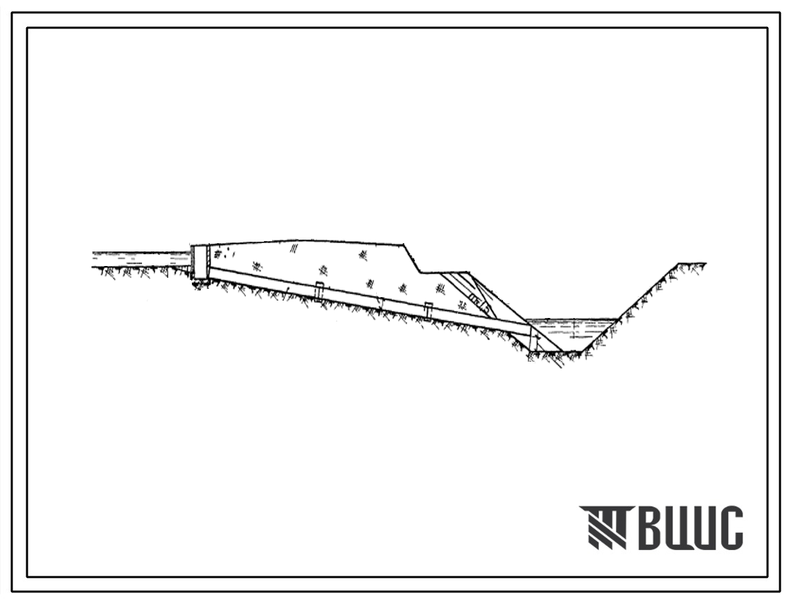 Типовой проект 820-19/66  Водовыпуски трубчатые из чека в сброс (с переездом и без переезда) на расходы  от62 до 105 л/сек и падением 0-1,5 м из асбестоцементных труб. Тип В-ЧС и В-ЧДС.