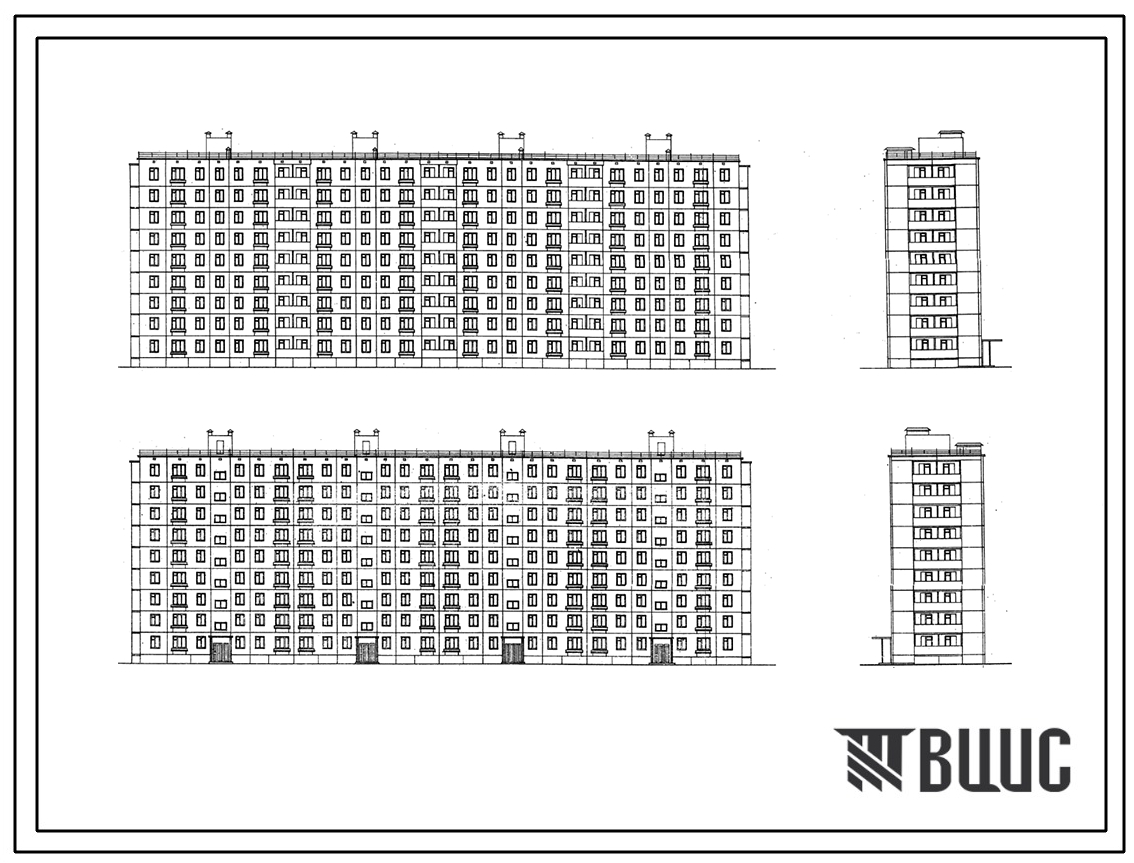 Типовой проект II-49-04/Ю 9-этажный панельный 4-секционный 143(144)-квартирный жилой дом. Вариант Д