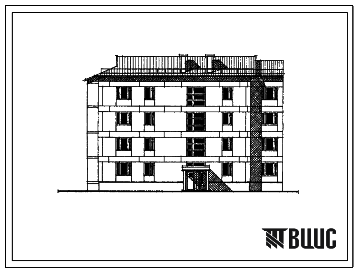 Типовой проект 24-0212.86 4-этажная 12-квартирная торцевая блок-секция Т 1-2-3 (левая)