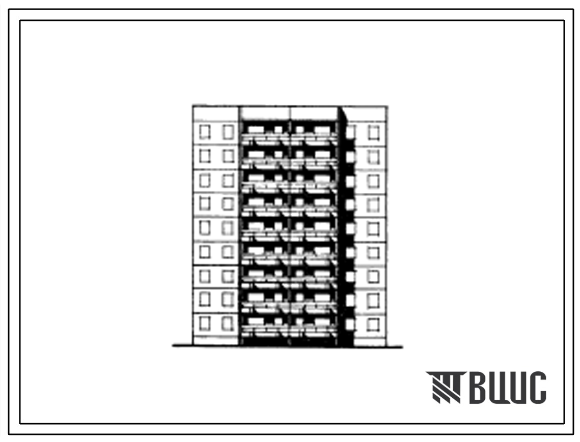 Типовой проект 141-03/1 Девятиэтажная блок-секция рядовая с торцовыми окончаниями на 36 квартир (двухкомнатных 2Б-18; трехкомнатных 3А-18) с шагом поперечных стен 3,0 и 6,0 м. Для строительства в IВ и IIВ климатическом подрайоне.
