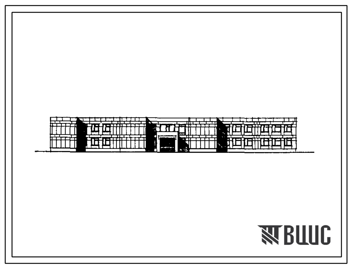 Фасады Типовой проект 223-1-412.83 Школа на 9 классов (345-360 учащихся). Здание двухэтажное. Стены из крупных легкобетонных блоков.