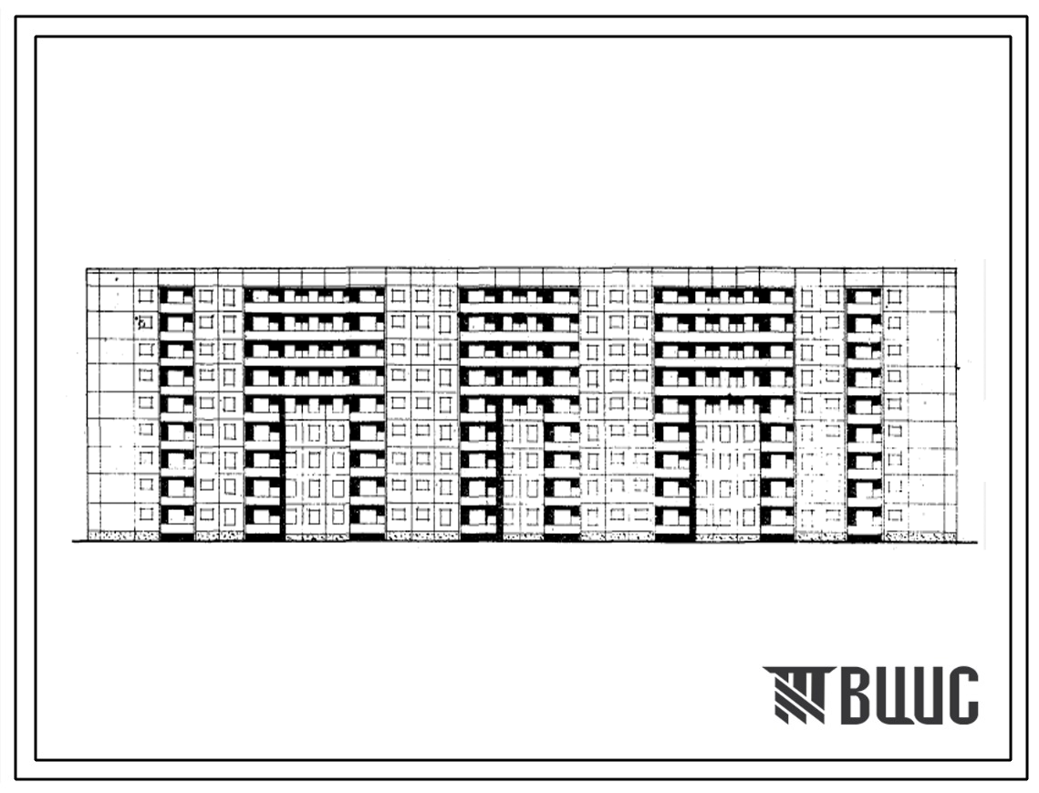 Типовой проект 111-97-10 Девятиэтажный четырехсекционный дом на 144 квартиры для строительства во 2 климатическом районе.