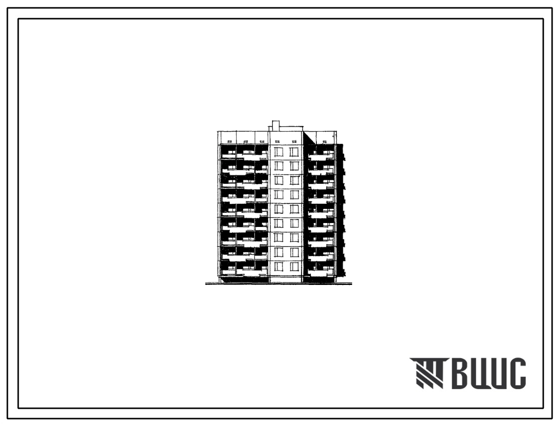 Типовой проект 92-022с/1.2 Блок-секция 9-этажная 36-квартирная торцовая, правая 1Б.2Б.2Б.3Б