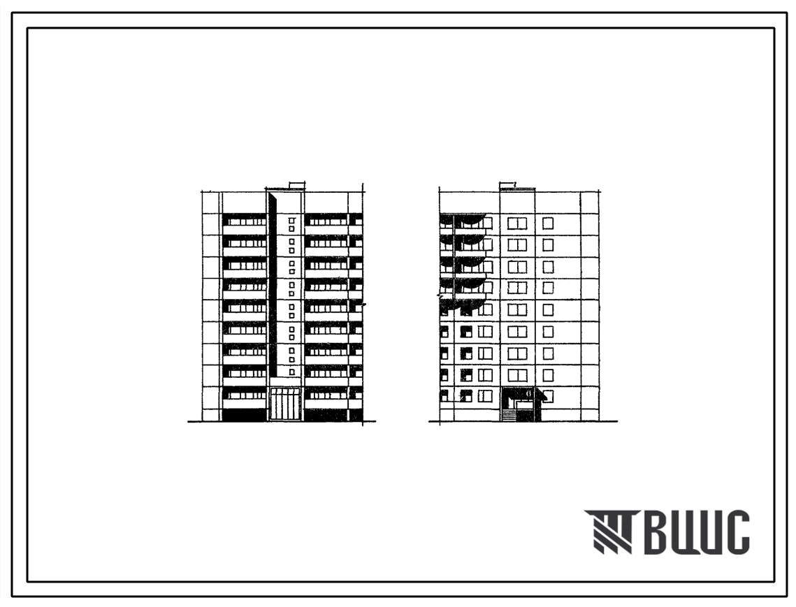 Типовой проект А1-451КП-4с/1 Девятиэтажная односекционная крупнопанельная блок-секция на 27 квартир ТБС-1Л 1Б,2Б,3А,3Б.