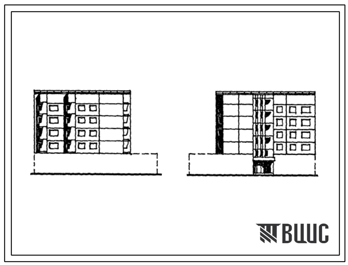 Типовой проект 93-058.13.87 Блок-секция 5-этажная 16-квартирная угловая правая со свободным первым этажом 2-3-3-4. Для строительства в г. Мурманске и Мурманской области.