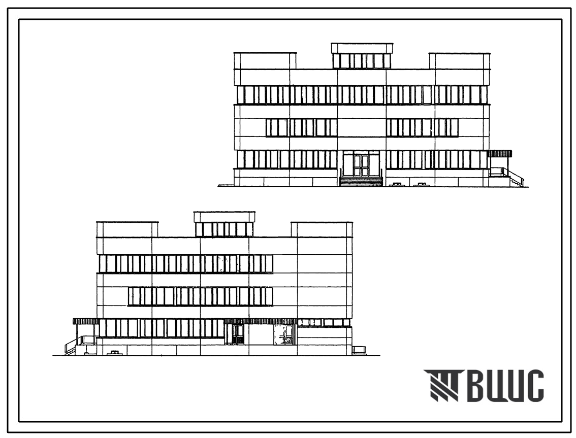 Типовой проект VIII-02  Секционное здание коммунально-бытового обслуживания жилых районов и жилых районов на 2000 м2 рабочей площади Выпуск 1980 года