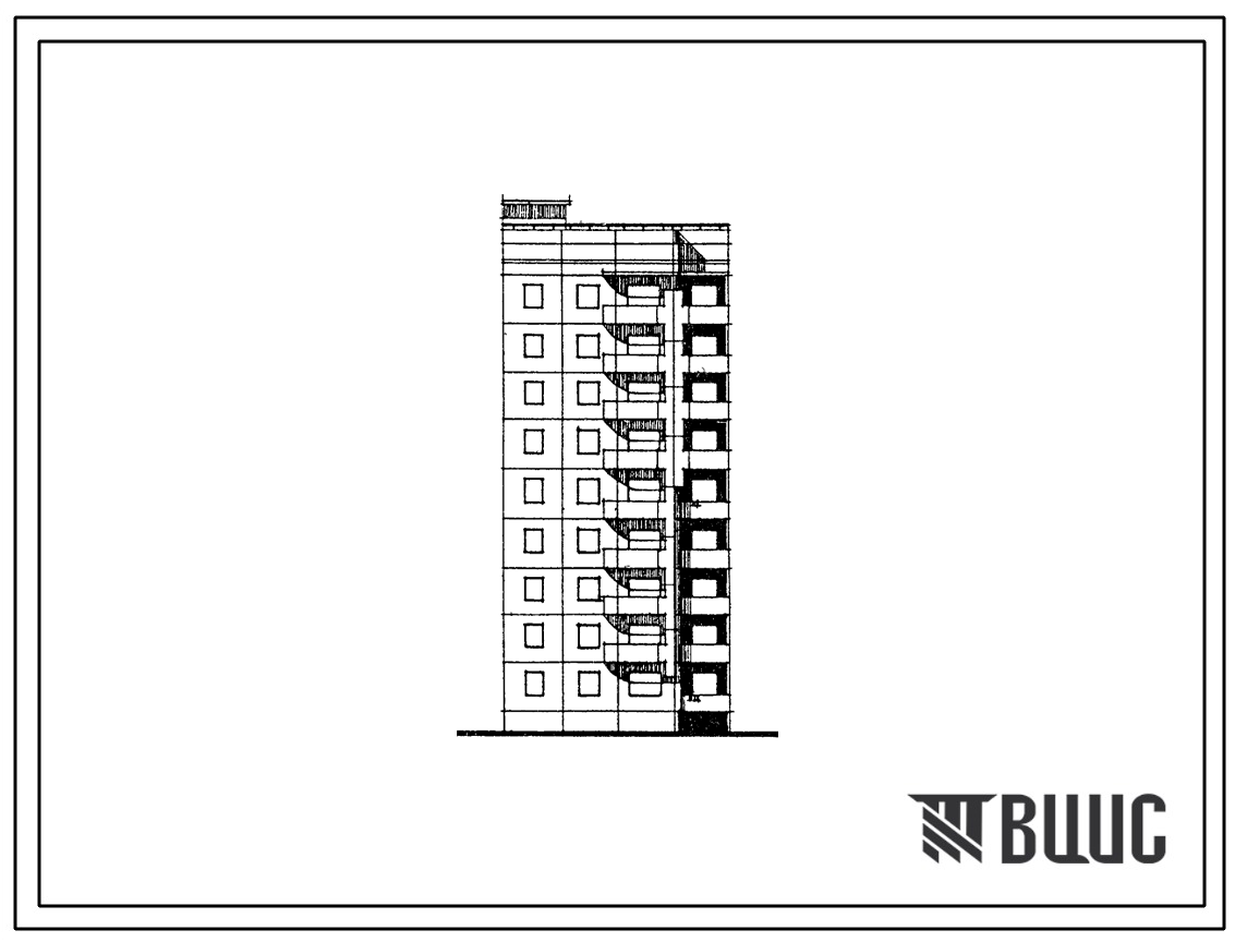 Типовой проект 94-0116.84 9-этажный 18-квартирный блок-элемент, правый Б 1п. 2Б-3Б /для строительства в г. Херсоне/