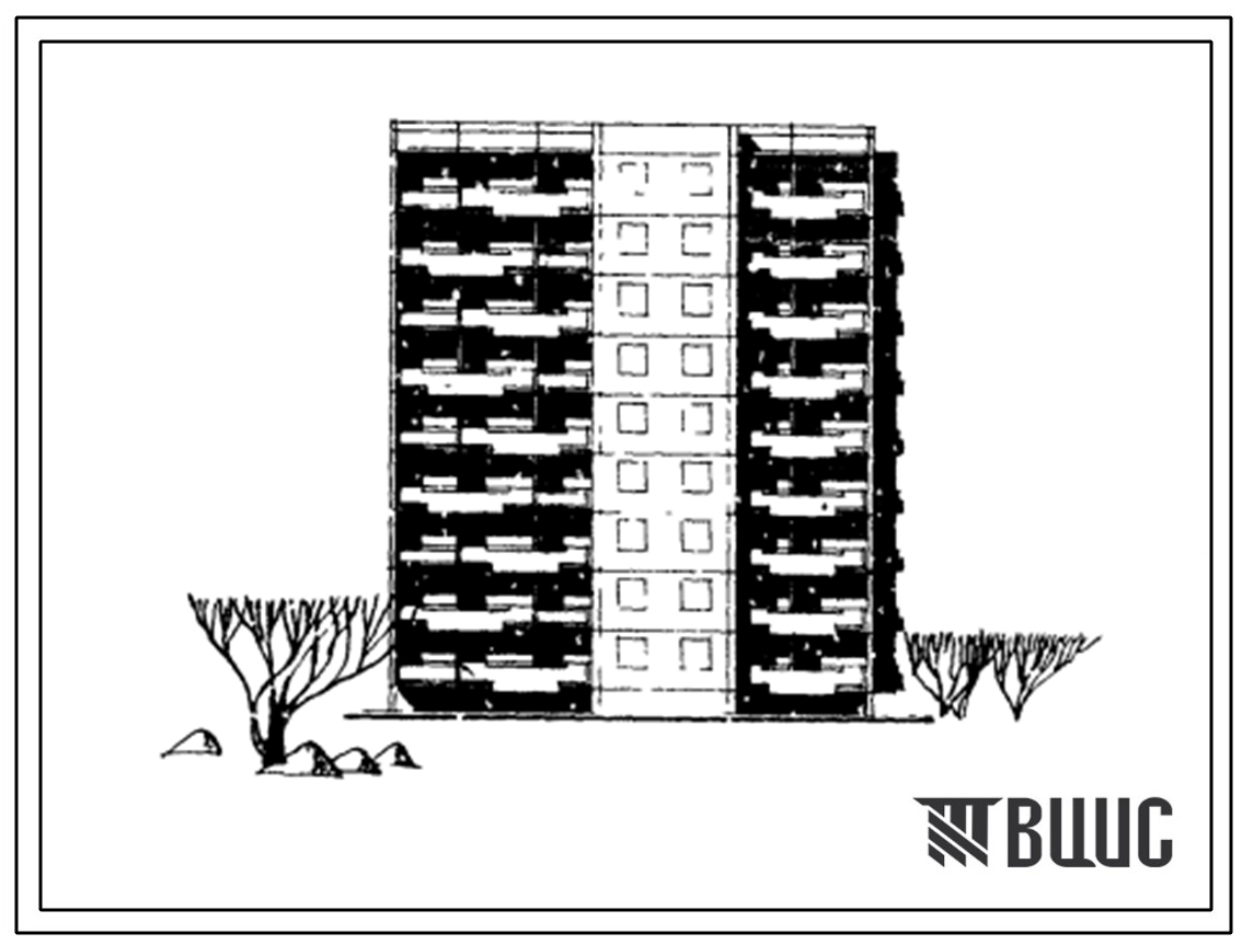 Типовой проект 92-022с/1 Блок-секция 9-этажная 36-квартирная торцовая правая 1Б.2Б.2Б.3Б