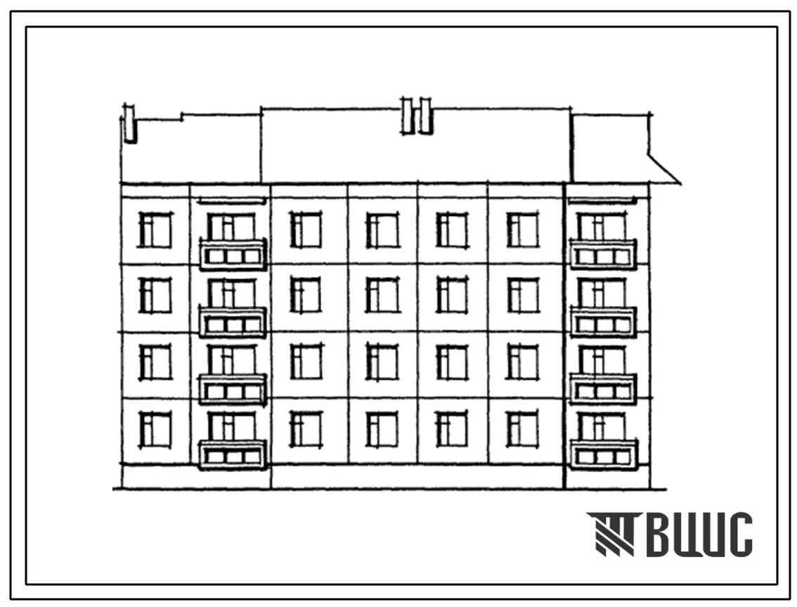Типовой проект 192-014.88 Четырехэтажная блок-секция торцевая правая на 16 квартир. Для строительства в городах и поселках городского типа
