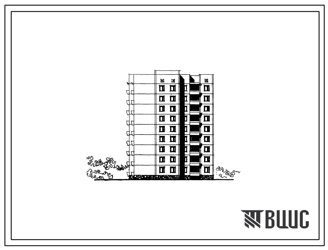 Типовой проект 135-0201с/1.2 Блок-секции 9-этажные 36-квартирные торцовые 1Б-2Б-2Б-3Б (правая) и 1Б-2Б-2Б-3Б (левая)