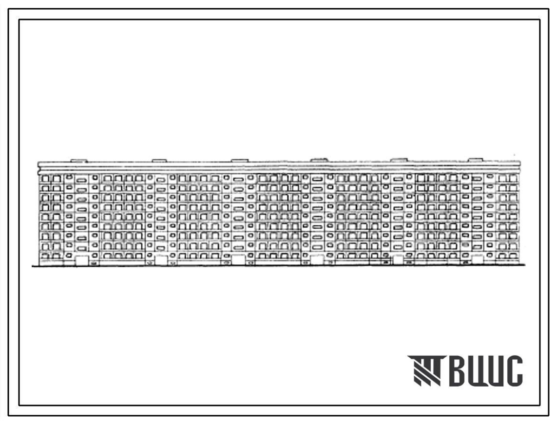 Типовой проект 1-464Д-100 Девятиэтажный шестисекционный крупнопанельный жилой дом на 216 квартир (однокомнатных  1, двухкомнатных  96, трехкомнатных  119). Для строительства в районах с расчетной наружной температурой -23?С.