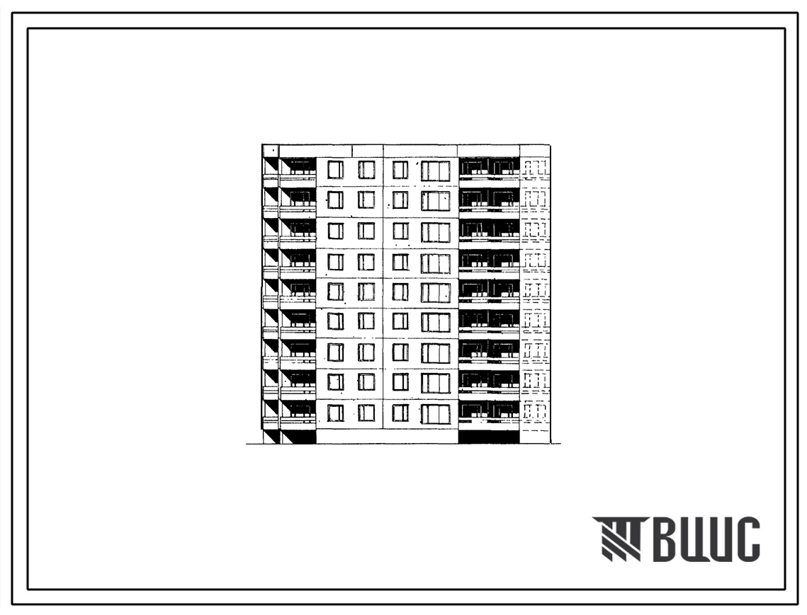 Типовой проект 99-040/1 Блок-секция девятиэтажная 36-квартирная угловая левая (двухкомнатных 2Б — 19, трехкомнатных 3Б — 8, четырехкомнатных 4Б — 9).