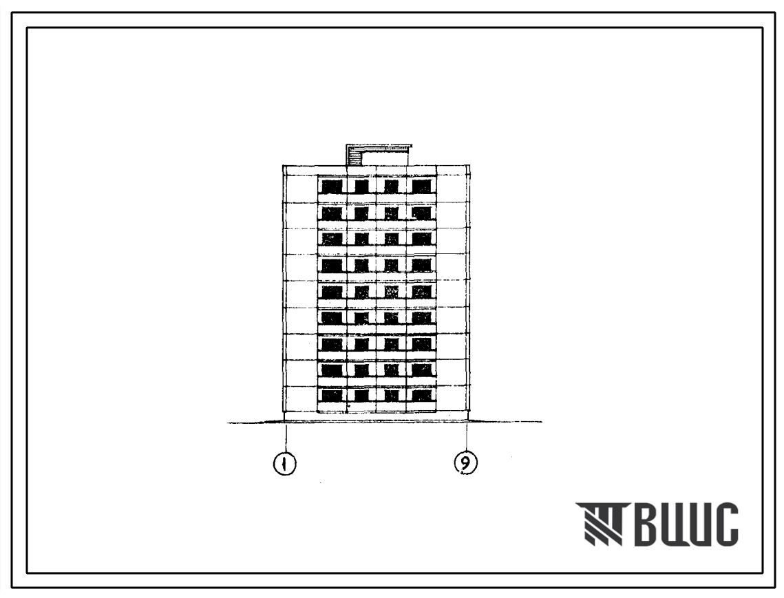 Типовой проект 1-463Д-26 Односекционный дом на 36 квартир (однокомнатных  9, двухкомнатных  9, трехкомнатных  10 и четырехкомнатных  18).