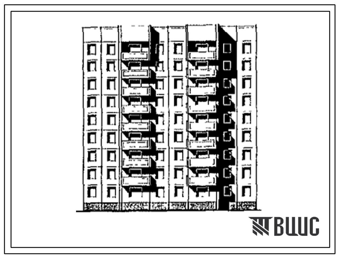 Типовой проект 97-0309.87 Блок-секция 9-этажная 36-квартирная рядовая широтная 2-2-3-3