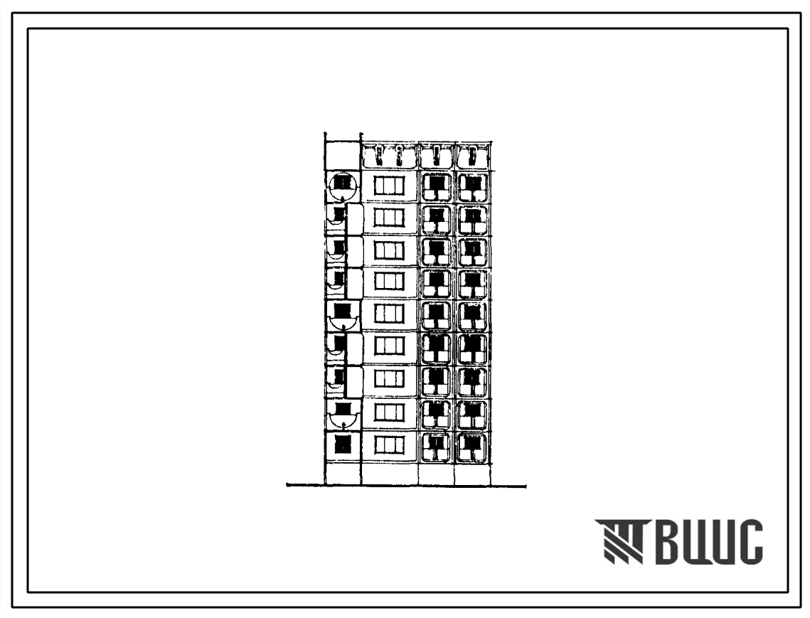 Типовой проект 97-0348с.23.88 9-этажный компоновочный объемно-планировочный элемент КОПЭ 9.2-01 для Кемеровской области