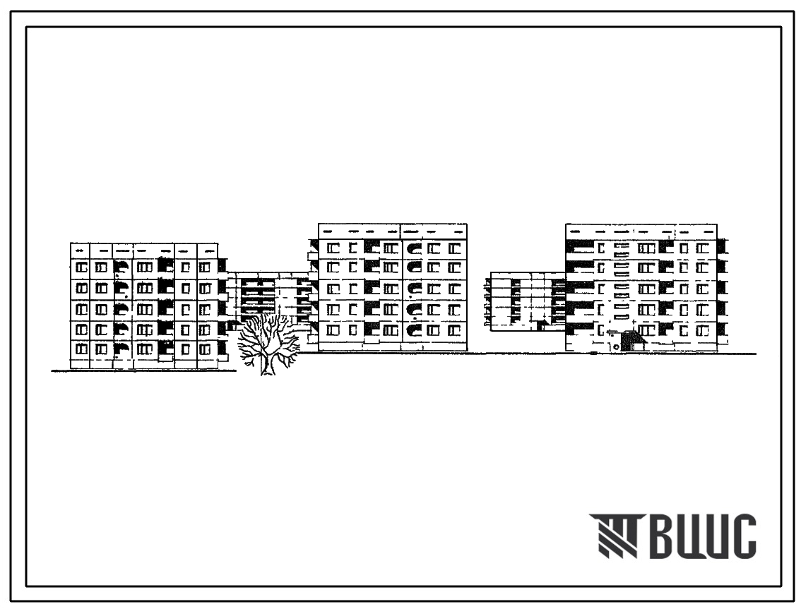 Типовой проект 135-077 Пятиэтажная блок-секция торцовая левая на 15 квартир (двухкомнатных 2Б-10; трехкомнатных 3А-5).