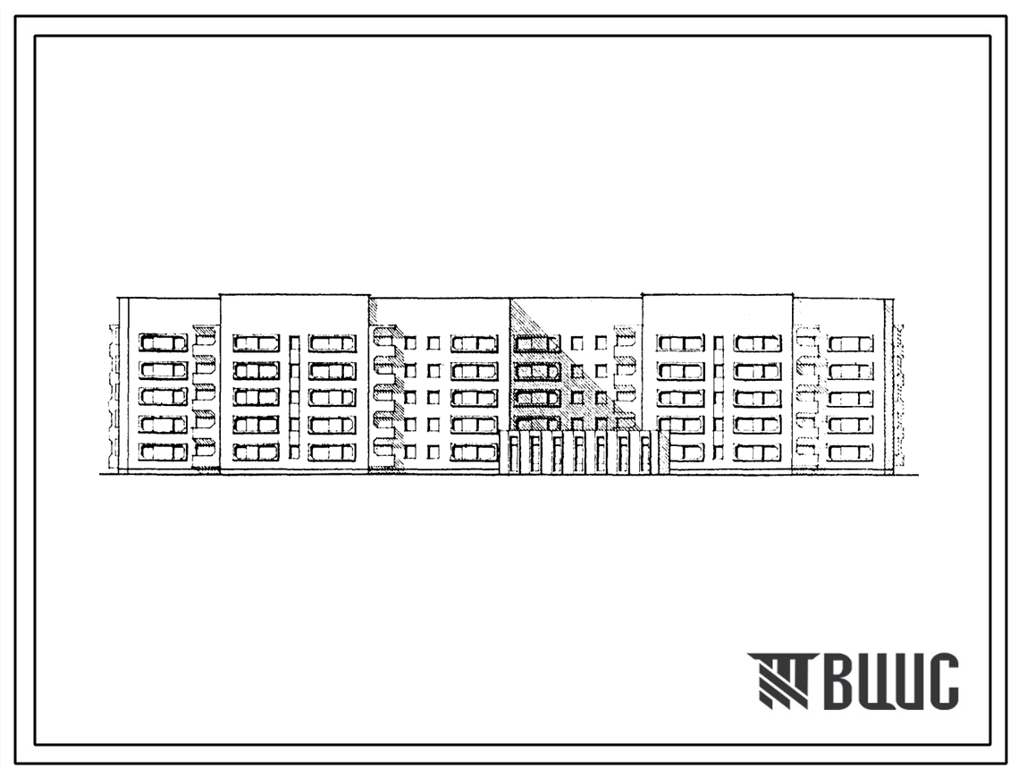 Типовой проект 164-114-102c.86 Общежитие 5-этажное на 426 человек для рабочих и служащих (серия 114, СТЕНЫ ИЗ КИРПИЧА, Ориентация широтная, Пятиэтажные)