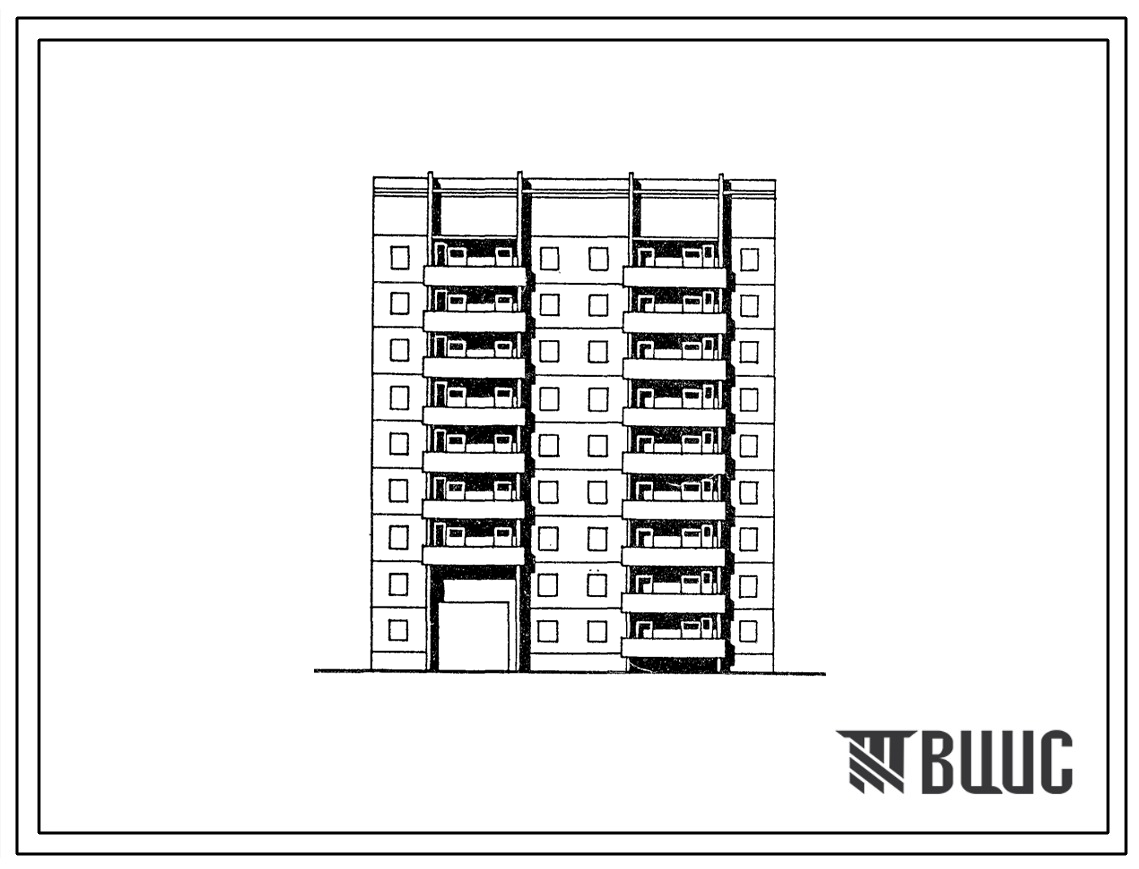 Типовой проект 135-0323с.13.87 9-этажная рядовая левая блок-секция с проездом на 32 квартиры 2-2-3-3 для строительства в г. Иркутске