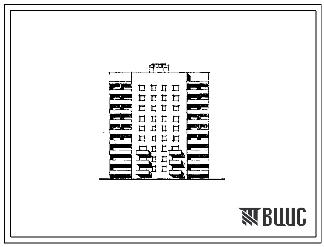 Фасады Типовой проект 89-0134.13.90 9-этажная рядовая с торцевыми окончаниями блок-секция 1.2.3.4 на 36 квартир (для строительства в Белорусской ССР)