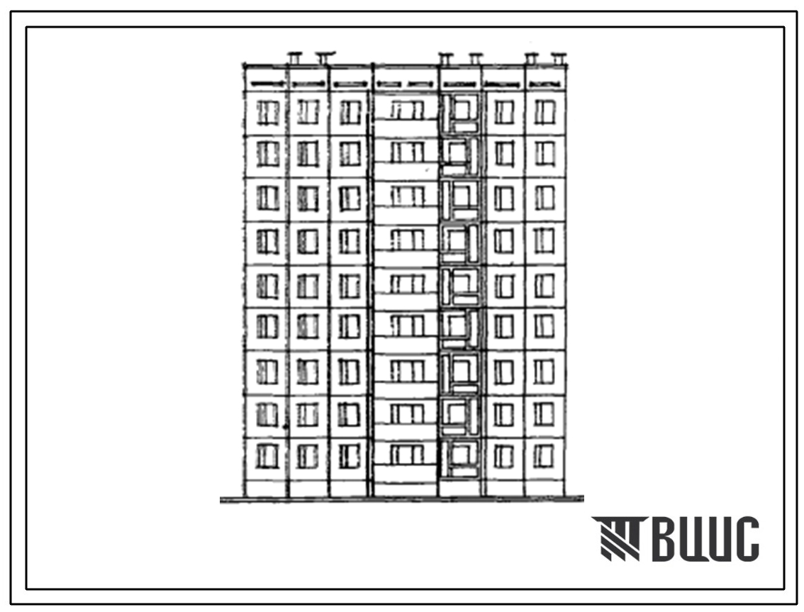 Типовой проект 97-0164.83 Блок-секция рядовая с торцовыми окончаниями девятиэтажная 27-квартирная 4Б.2Б.3Б. Для строительства в г. Кзыл-Орда.