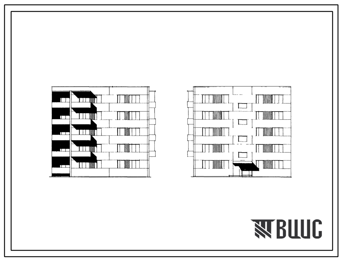 Типовой проект 125-011 Пятиэтажная блок-секция торцевая правая на 15 квартир (однокомнатных 1Б-5; двухкомнатных 2Б-5; четырехкомнатных 4А-5) с шагом стен 3,2 и 6,4 м для строительства в 1В, 2Б, 2В, 2Г, 3А, 3В климатических подрайонах