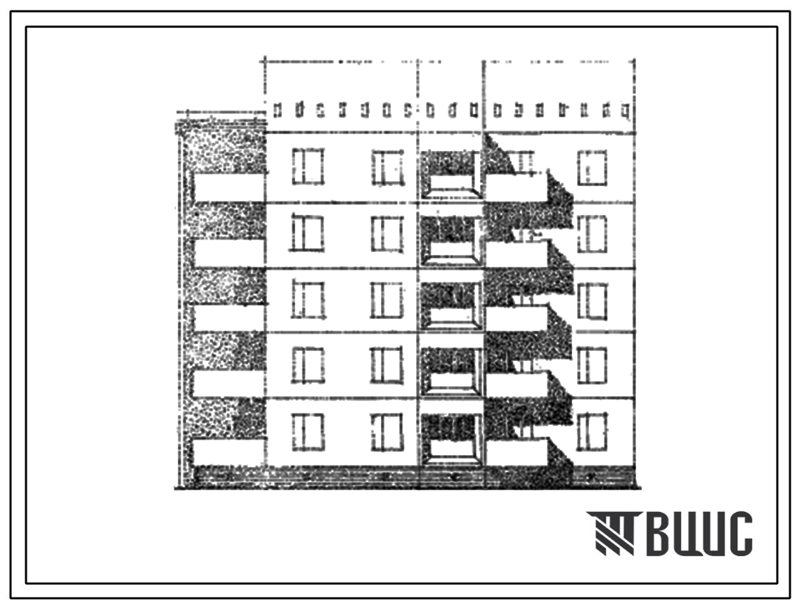 Типовой проект 148-035сп Пятиэтажная блок-секция поворотная левая на 10 квартир. Для строительства в IVГ климатическом подрайоне сейсмичностью 7 баллов на грунтах II типа просадочности.