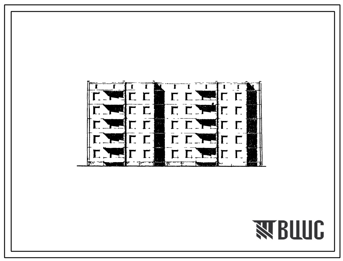 Типовой проект 97-05/1 5-этажая сдвоенная рядовая блок-секция на 30 квартир 2Б.2Б.3Б - 2Б.2Б.3Б