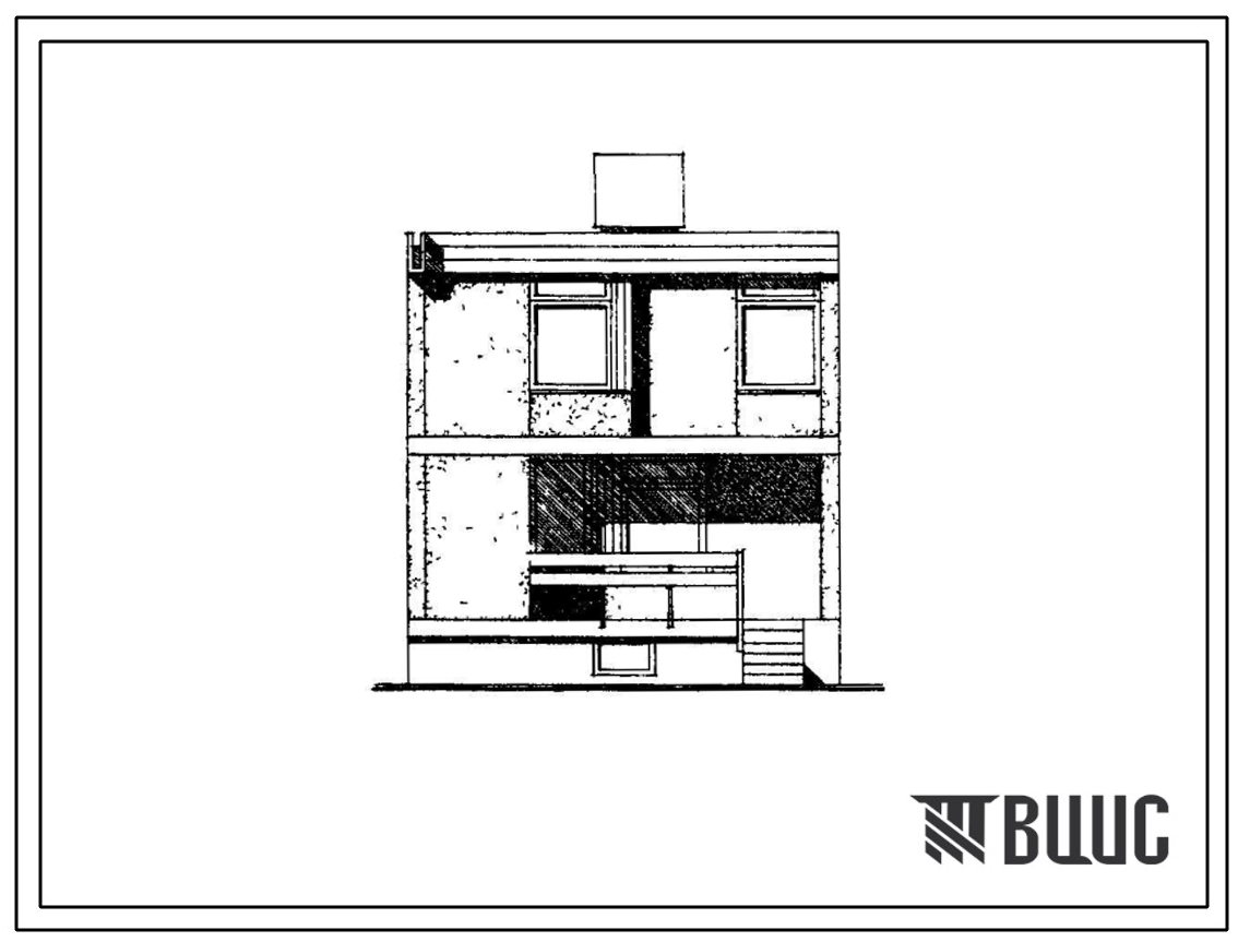 Типовой проект 126-055/1 Блок-квартира двухэтажная пятикомнатная рядовая с торцевыми окончаниями.