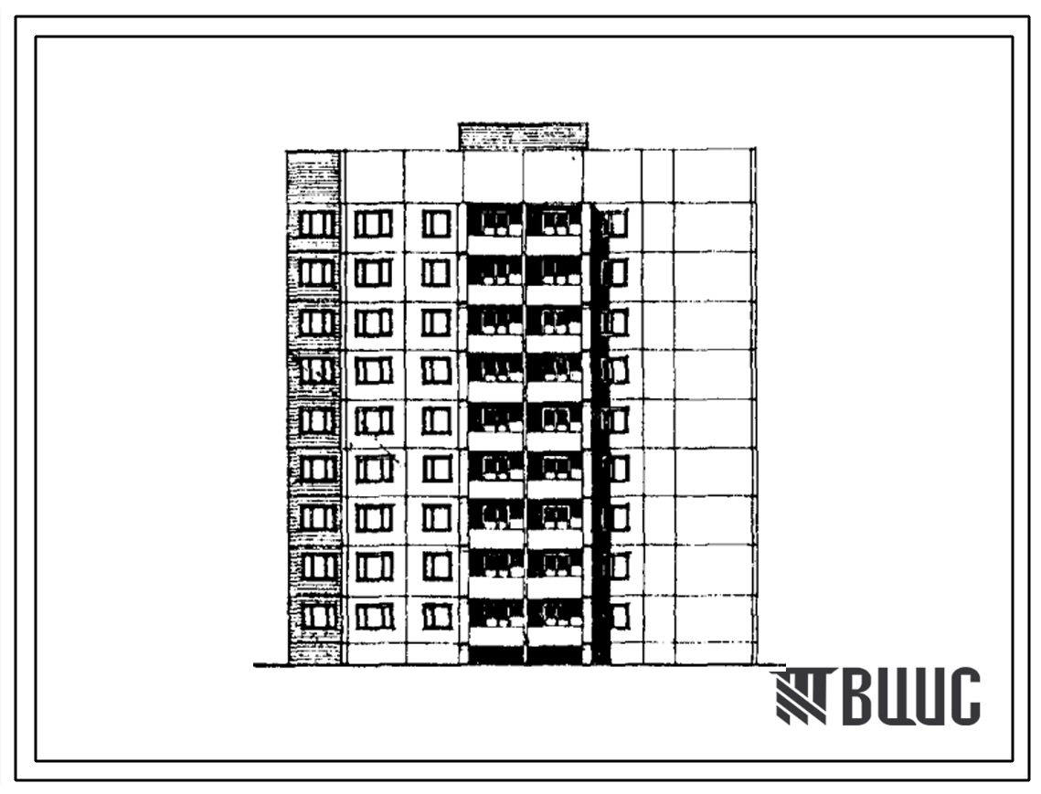 Типовой проект 91-044.85 Девятиэтажная блок-секция торцевая правая на 36 квартир. Для строительства в Курской и Белгородской областях