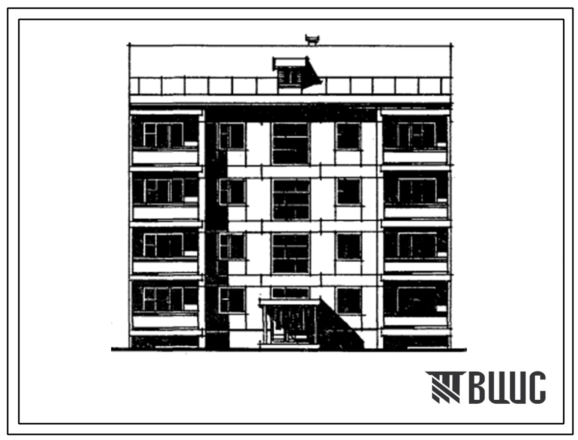 Типовой проект 24-0166.83 Блок-секция четырехэтажная рядовая на 8 квартир. Для строительства во 2 и 3 климатических районах