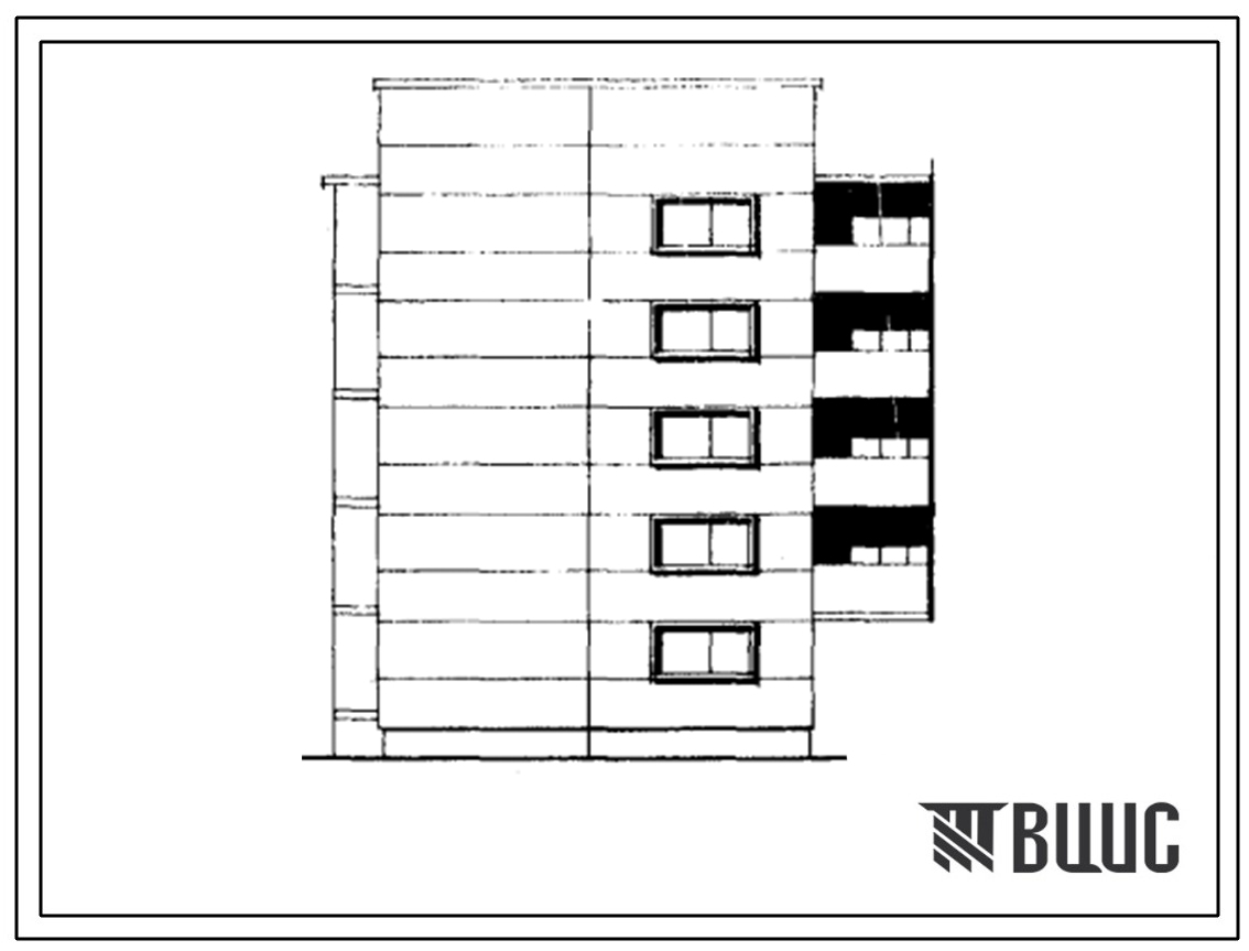 Типовой проект 104-043/1 Пятиэтажная блок-секция рядовая с левым торцевым окончанием на 10 квартир (трехкомнатных  3Б-6, пятикомнатных 5А-4). Для строительства во 2Б и 2В климатических подрайонах Латвийской ССР