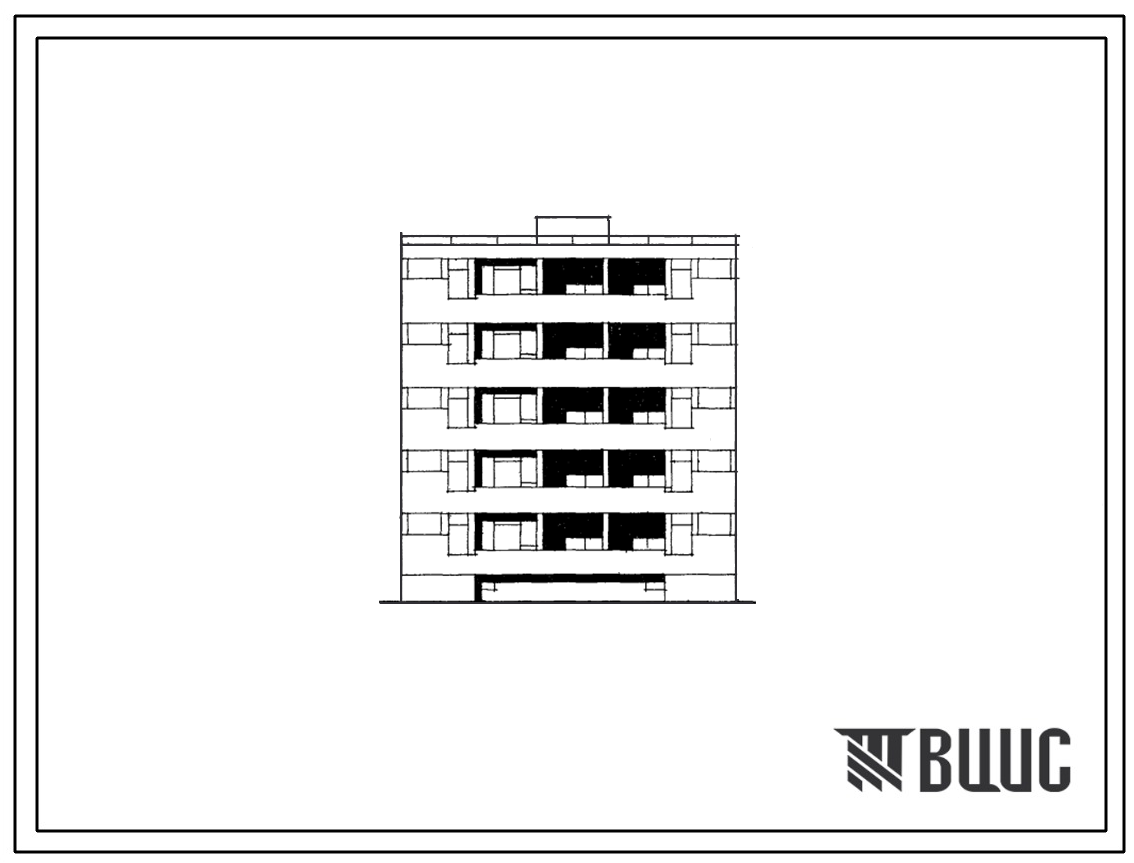 Типовой проект 126-04 Пятиэтажная блок-секция на 10 квартир рядовая правая 3А-4А со стенами из мелких блоков ячеистого бетона. Для строительства во 2 и 3 строительно-климатических зонах.