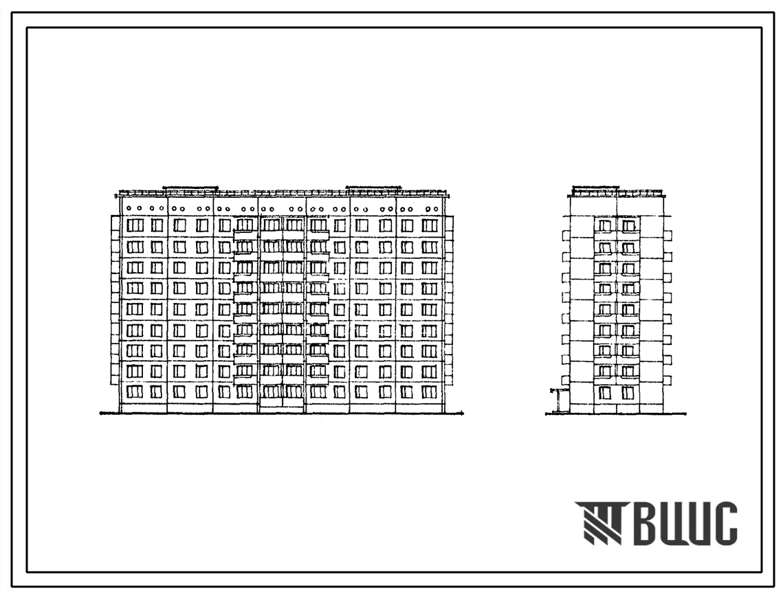 Типовой проект 111-135-147/1 Девятиэтажный двухсекционный дом на 72 квартиры (однокомнатных 1Б-18, двухкомнатных 2Б-36, трехкомнатных 3Б-18). Для строительства в 1В климатическом подрайоне, 2 и 3 климатическом районах