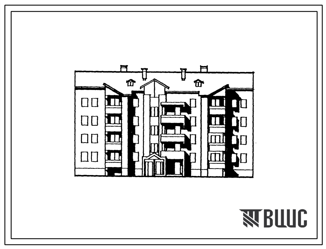 Типовой проект 89-0139.13.92 4-этажная рядовая с торцовыми окончаниями блок-секция 2Б-3Б-4Б на 12 квартир (для строительства в Республике Беларусь)