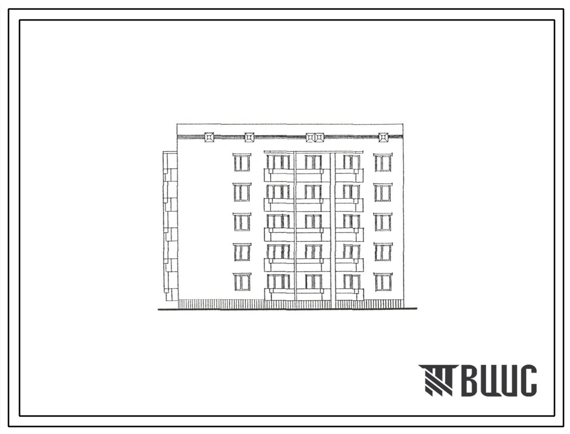 Типовой проект 67-052с.13.86 Блок-секция торцевая 5-этажная 15-квартирная 1Б-3Б-4Б (левая)