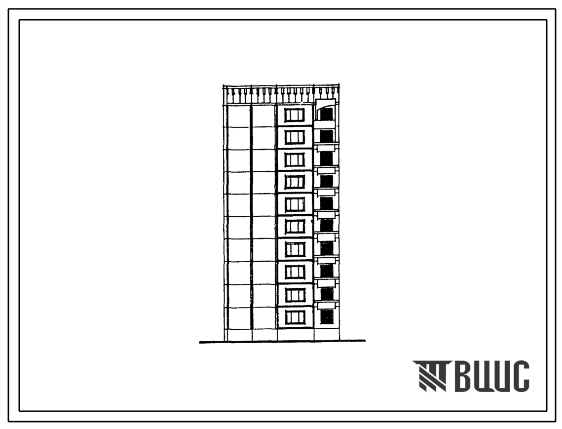 Типовой проект 97-0355с.23.89 10-этажный компоновочный объемно-планировочный элемент КОПЭ 10.4 для Кемеровской области