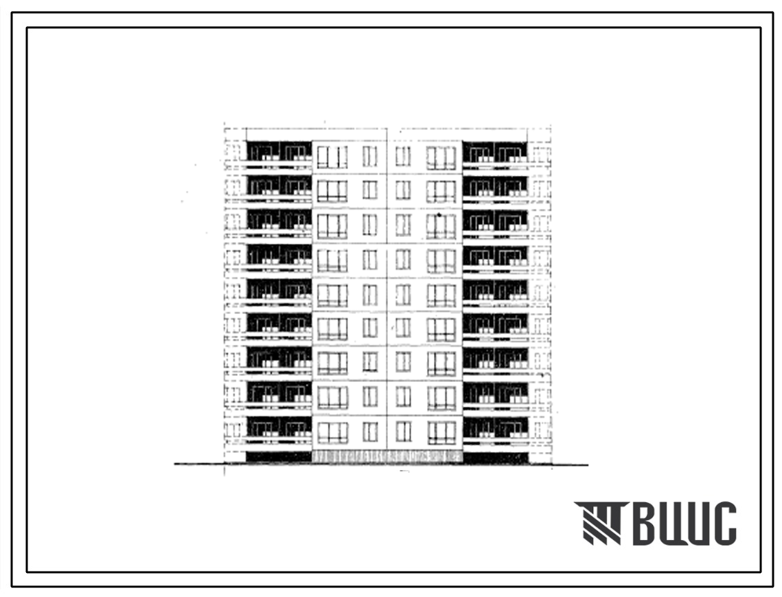 Типовой проект 99-017 Блок-секция девятиэтажного дома рядовая на 36 квартир правая (двухкомнатных 2Б-18, трехкомнатных 3Б-18). Для строительства во 2 и 3 климатическом районах и 1В климатическом подрайоне.