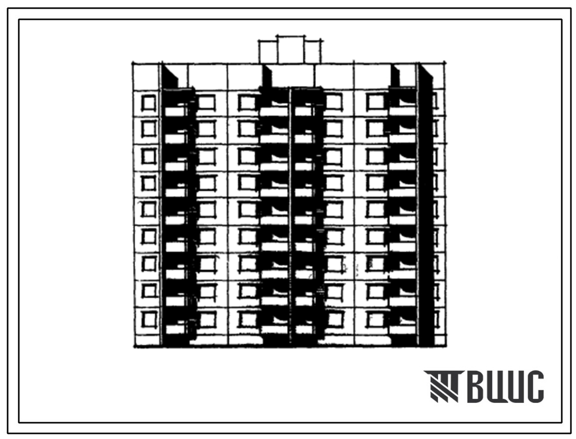 Типовой проект 90-070/1 Девятиэтажная рядовая торцевая блок-секция на 72 квартиры 1А-1А-1А-1А-1А-1А-2А-2А (для малосемейных).