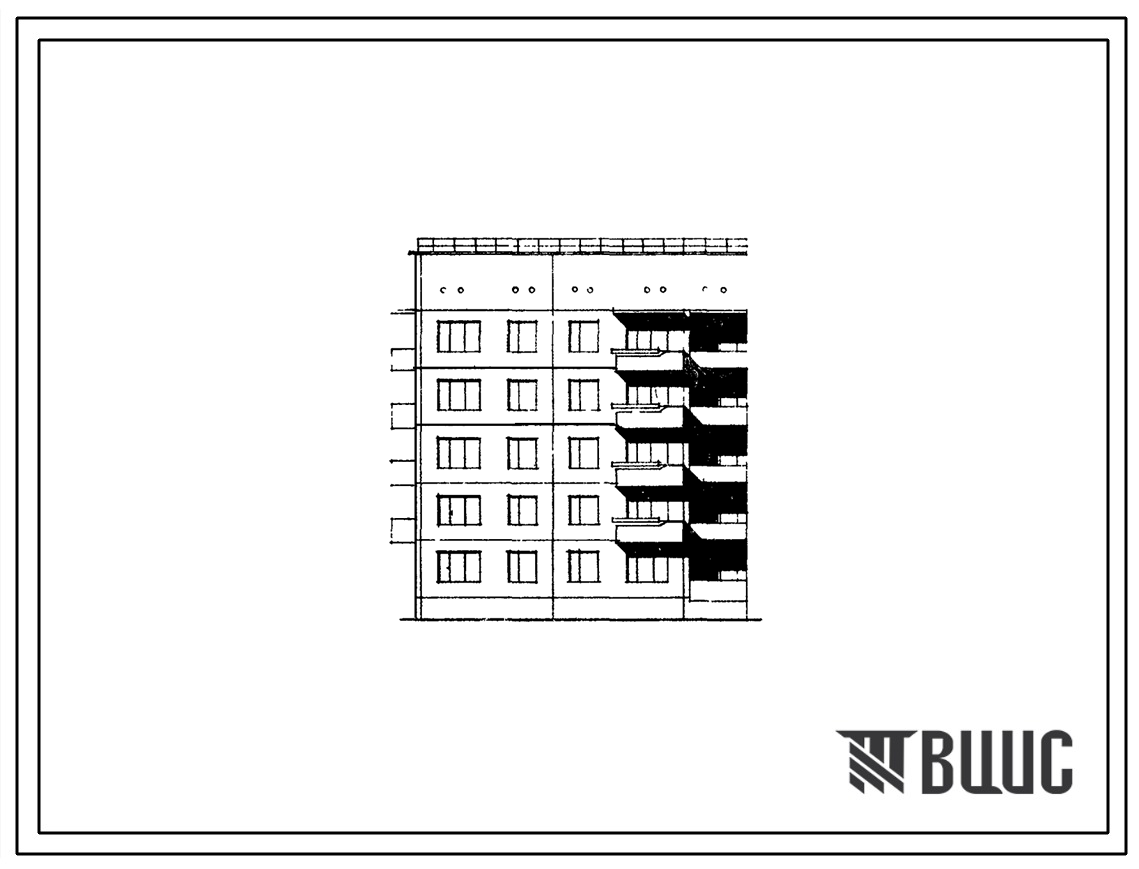 Типовой проект 135-086/1 Пятиэтажная блок-секция торцевая левая, с рядовым окончанием на 15 квартир (однокомнатных 1Б-5, двухкомнатных 2Б-5, четырехкомнатных 4А-5). Для строительства в 1В климатическом подрайоне, 2 и 3 климатических районах