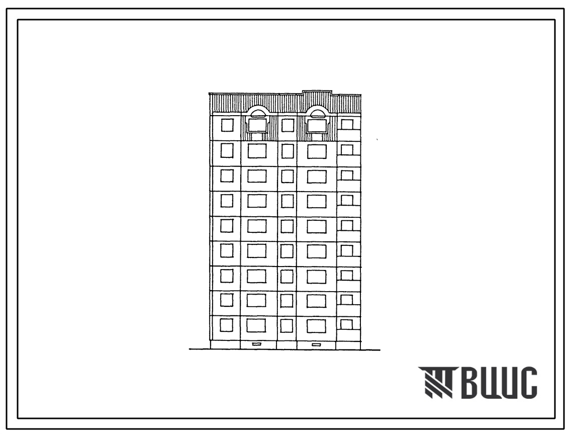 Фасады Типовой проект 90-0179.23.87 Компоновочный объемно-планировочный элемент 9 этажный 9.3-2Л (для Владимирской области)