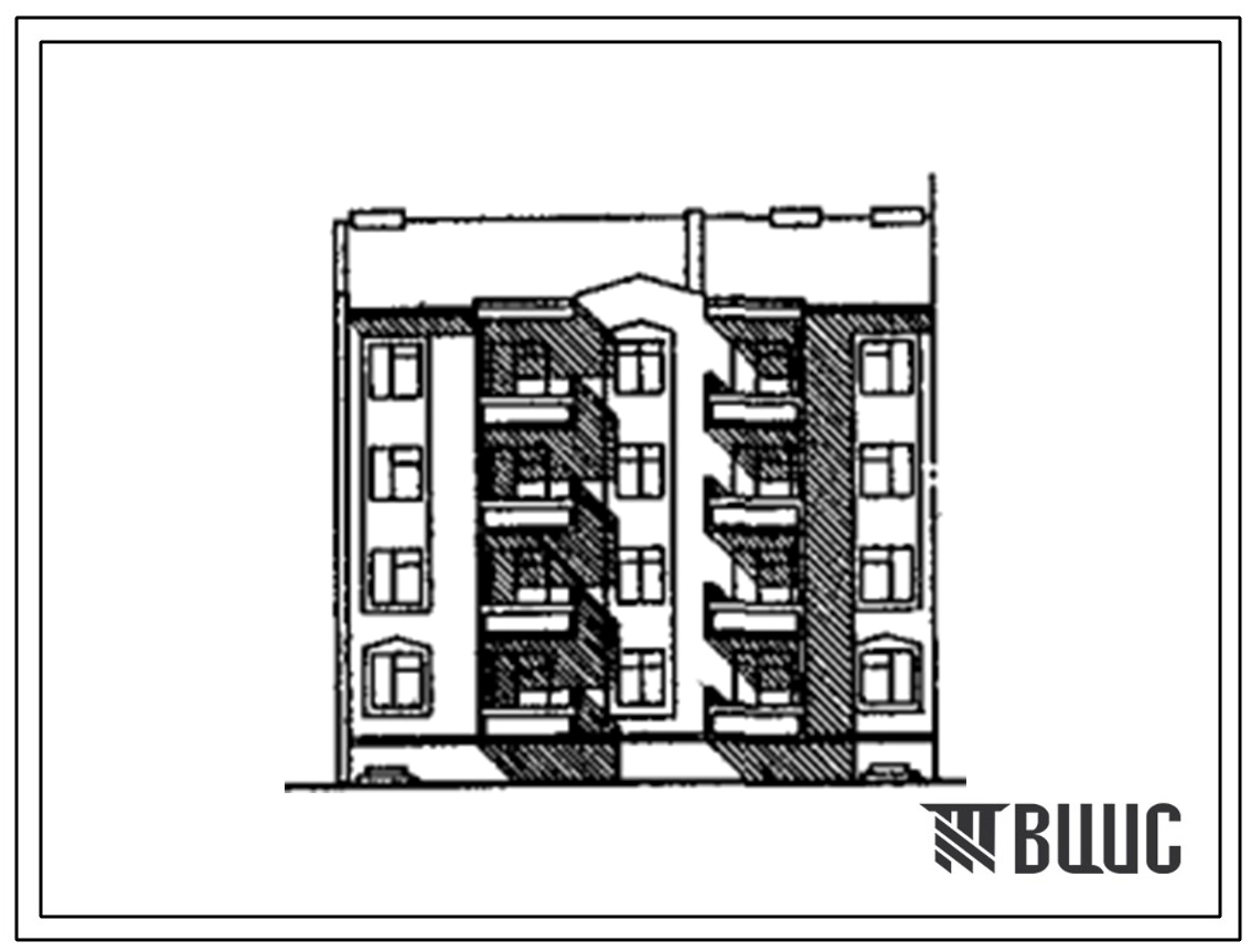 Типовой проект 175-030с.13.90 Блок-секция 4-этажная 12-квартирная 2.2.2 рядовая с торцовыми окончаниями (для Киргизской ССР)