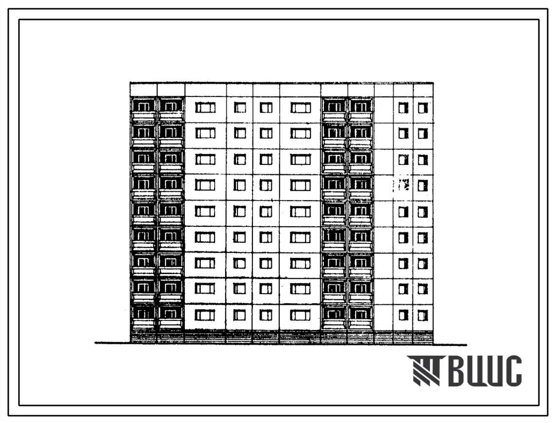 Типовой проект 97-0279с.86 Девятиэтажная блок-секция поворотная с внутренним углом 1350 правая на 36 квартир. Для строительства в городах и поселках городского типа