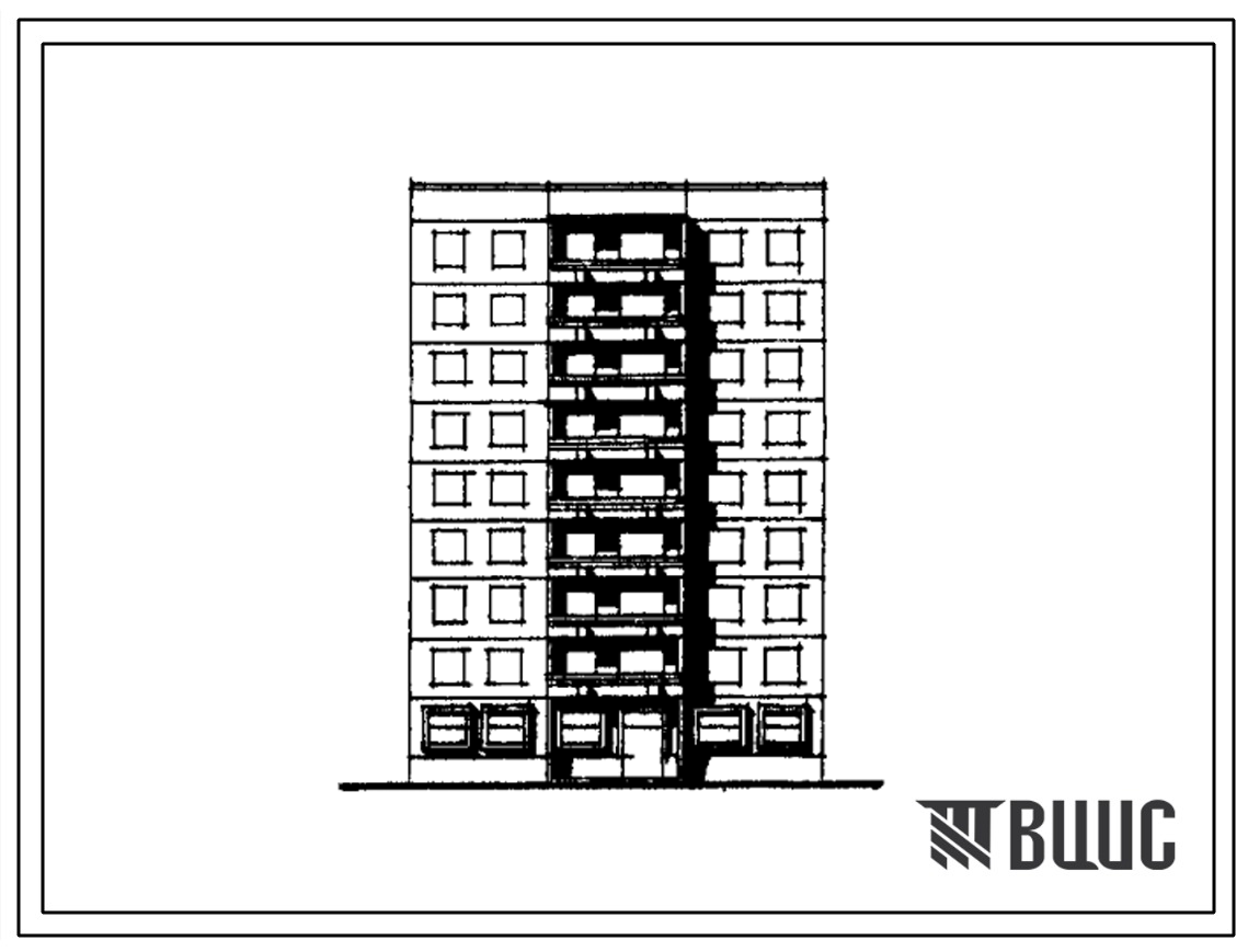 Типовой проект 140-020/1 Блок-секция девятиэтажная 24 квартирная с нежилыми помещениями в 1 этаже (однокомнатных 1Б — 8, трехкомнатных 3Б — 16). Для строительства в IВ, IIВ и IIIБ климатических подрайонах.