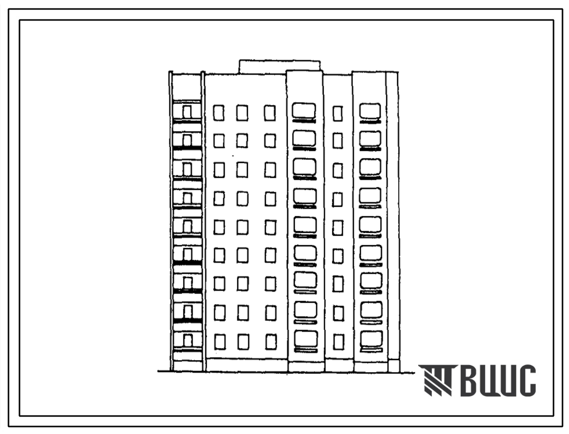 Типовой проект 153-012с.86 Девятиэтажная блок-секция торцевая правая на 36 квартир. Для строительства в городах и поселках городского типа. Со стенами из монолитного железобетона