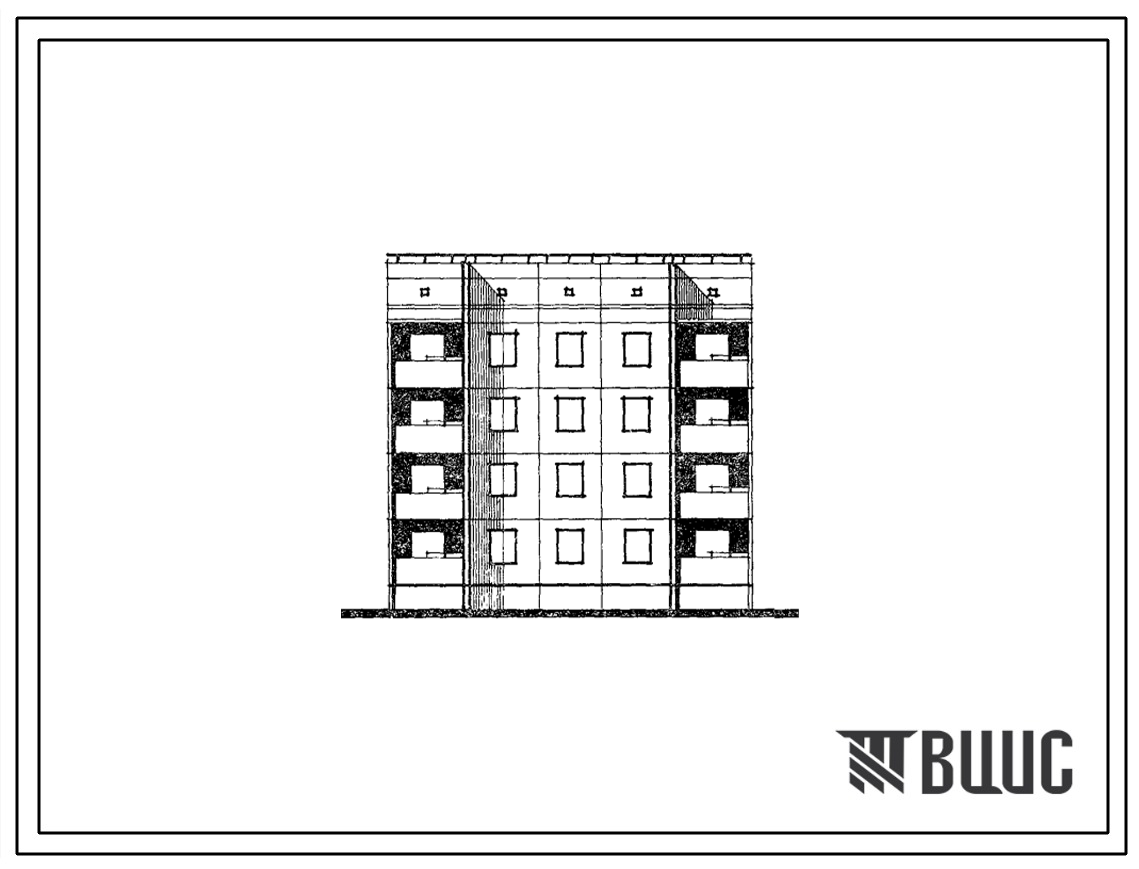 Типовой проект 94-064/1.2 Блок-секция 4-этажная 8-квартирная рядовая, с торцовыми окончаниями, 3А-4А