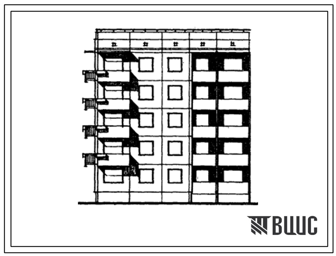 Типовой проект 94-010/1 Блок-секция 5-этажная 15-квартирная торцовая левая, 1Б-2Б-3А