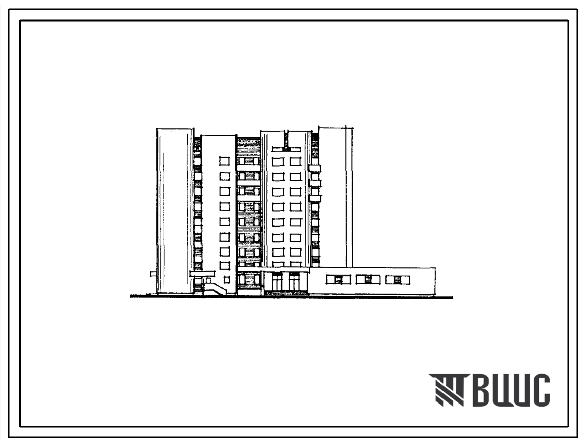 Типовой проект 164-89-100.86 Девятиэтажное общежитие на 600 мест для учащихся профтехучилищ (с жилыми комнатами на 2 и 3 человека)