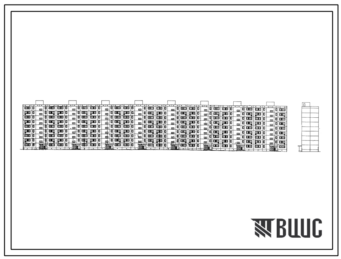 Типовой проект 1605АМ-08/9Ю  Жилой 9-этажный 8-секционный дом на 283 квартиры . Ориентация-широтная