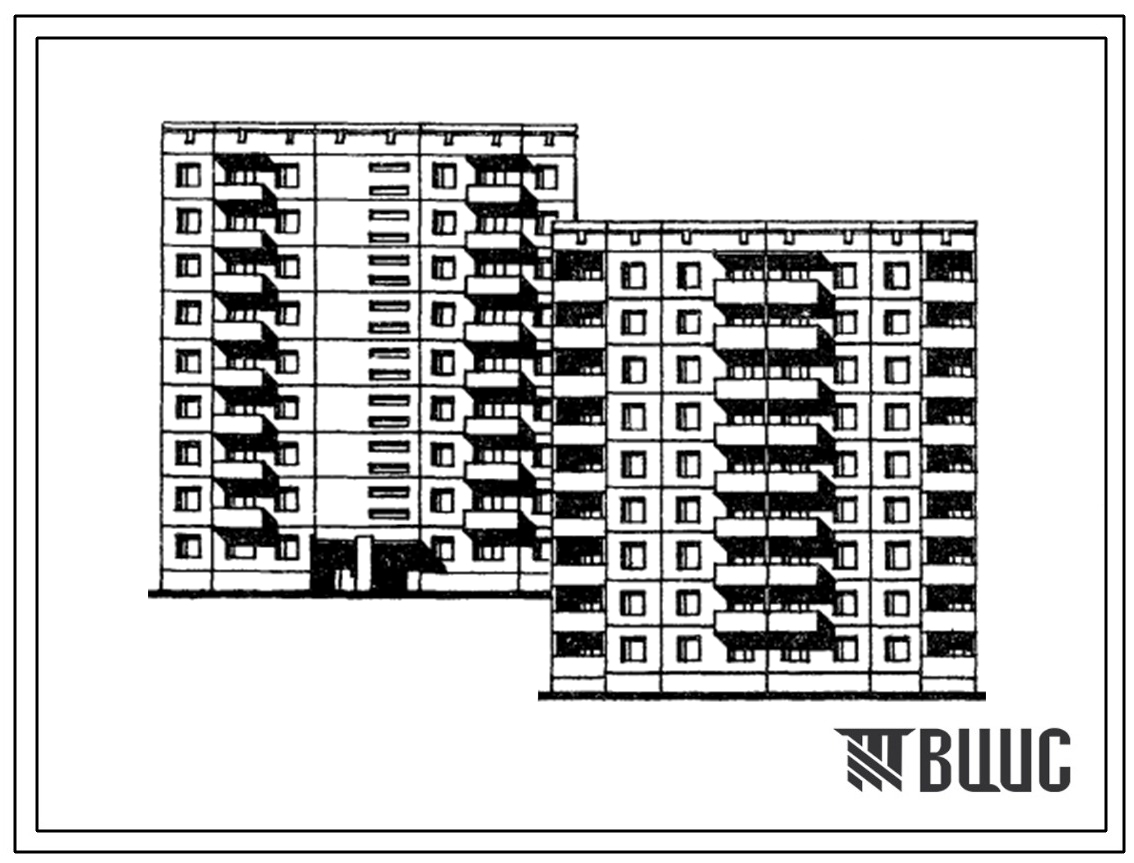 Типовой проект 75-07/1 Блок-секция 9-этажная 36-квартирная рядовая 2Б-2Б-3Б-3Б