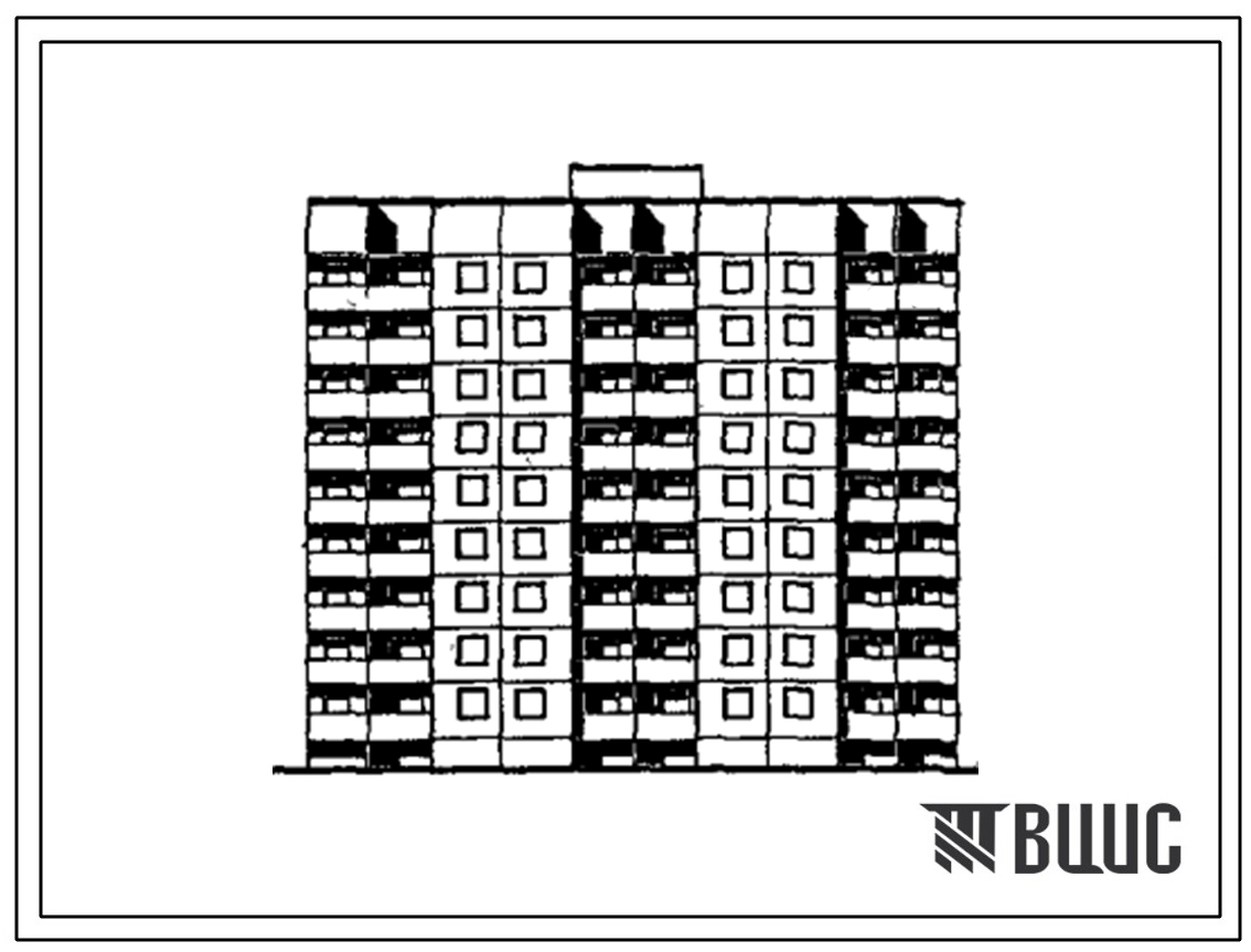Типовой проект 90-0264.3.13.89 Блок-секция 9-этажная 72-квартирная рядовая для малосемейных 1-1-1-1-1-1-2-2 (для строительства в г. Омске и Омской области). Конструктивный вариант свайных фцндаментов N=400 кН